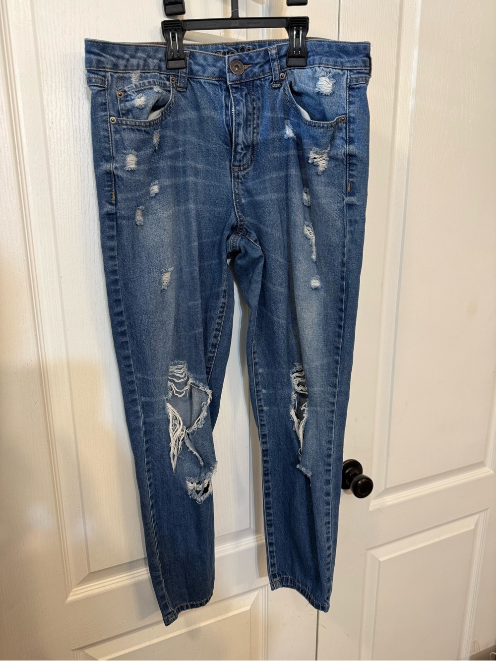 Rue21 Women's Distressed Dark Blue Boyfriend Jeans